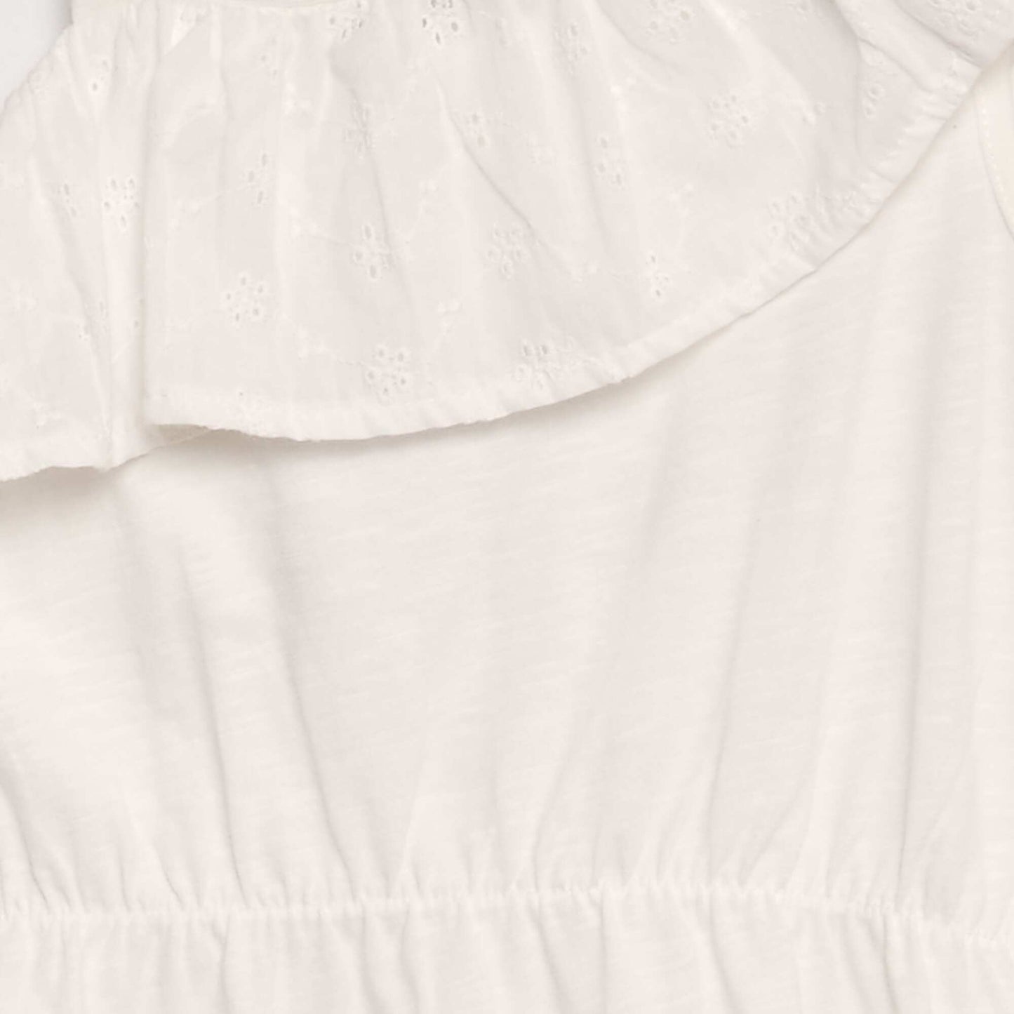 Robe col volanté en broderie anglaise blanc