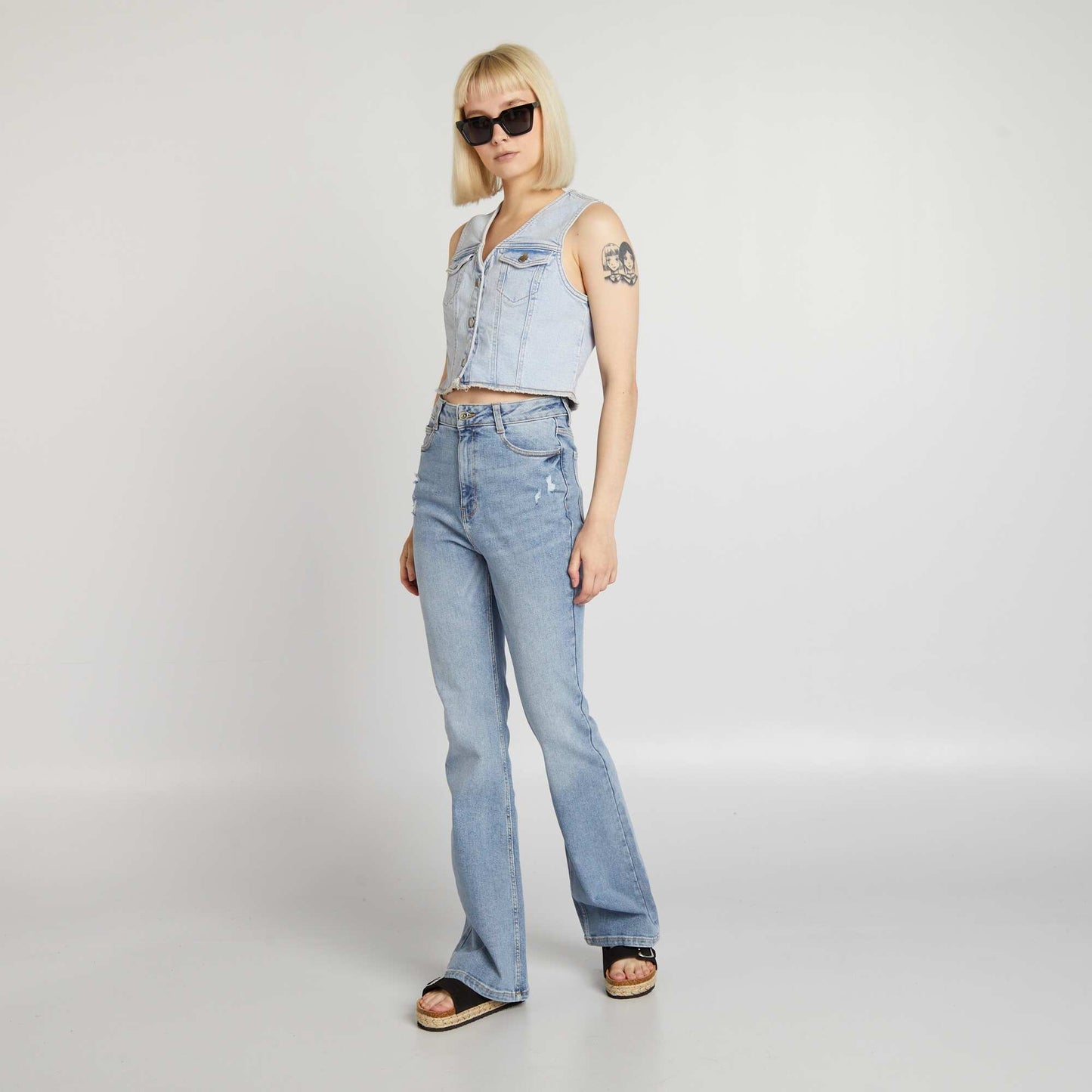 Jean flare/bootcut à taille haute Bleu