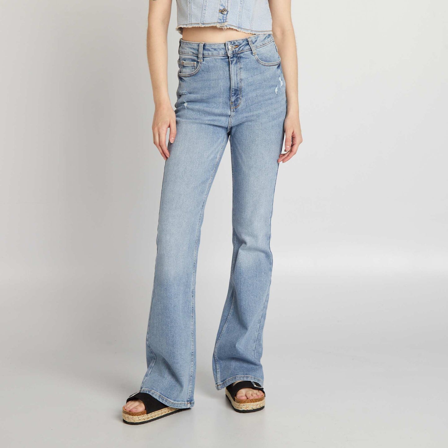 Jean flare/bootcut à taille haute Bleu