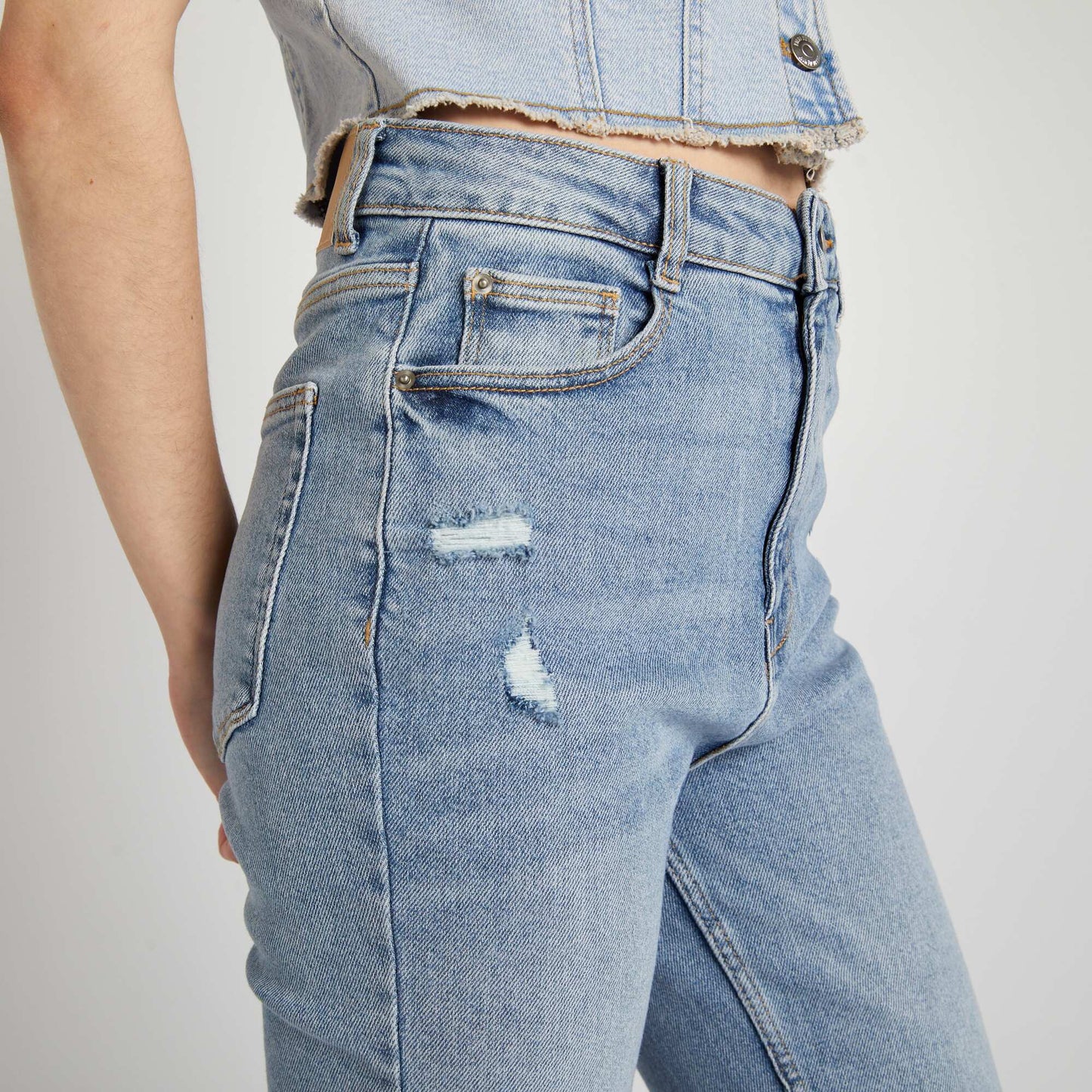 Jean flare/bootcut à taille haute Bleu