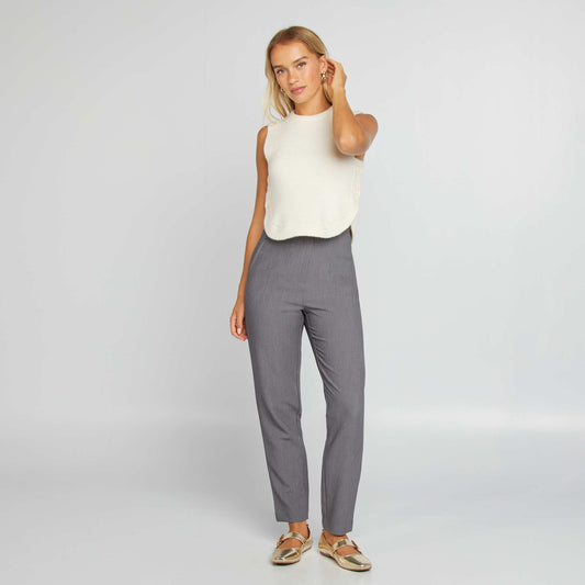 Pantalon droit taille haute Gris