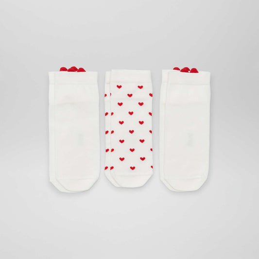 Lot 3 paires de chaussettes 'coeurs' Blanc