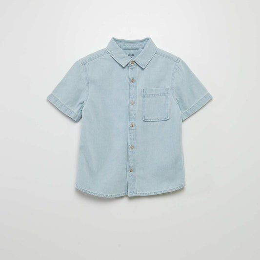 Chemise en denim à manches courtes Bleu clair