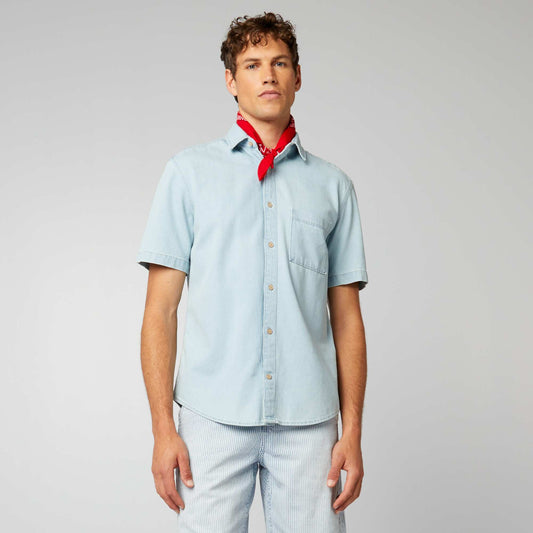 Chemise en jean manches courtes Bleu