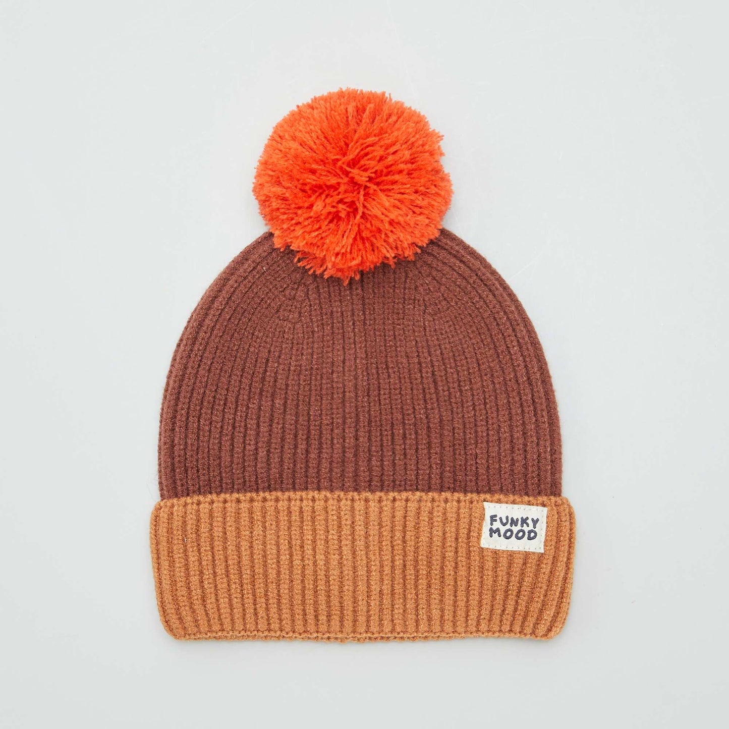 Bonnet + snood tricolores Marron