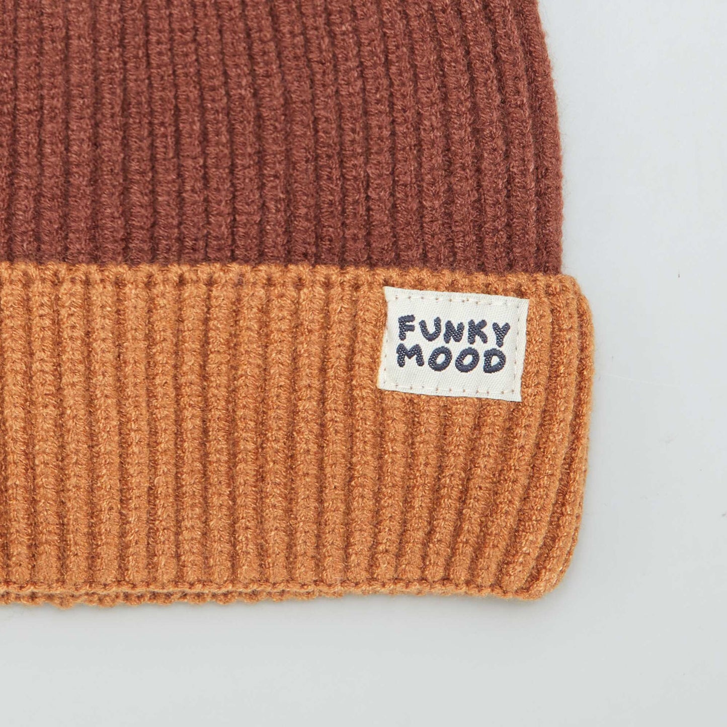 Bonnet + snood tricolores Marron