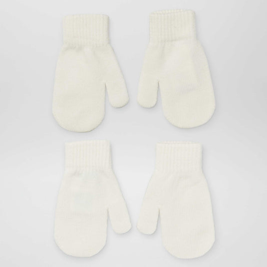 Lot de 2 paires de moufles unies Blanc