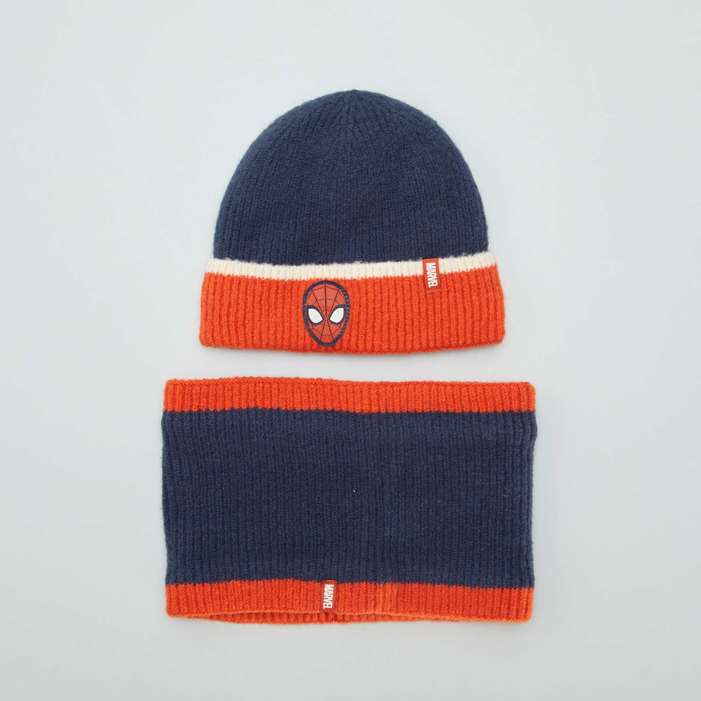 Bonnet + snood 'Spiderman' Bleu