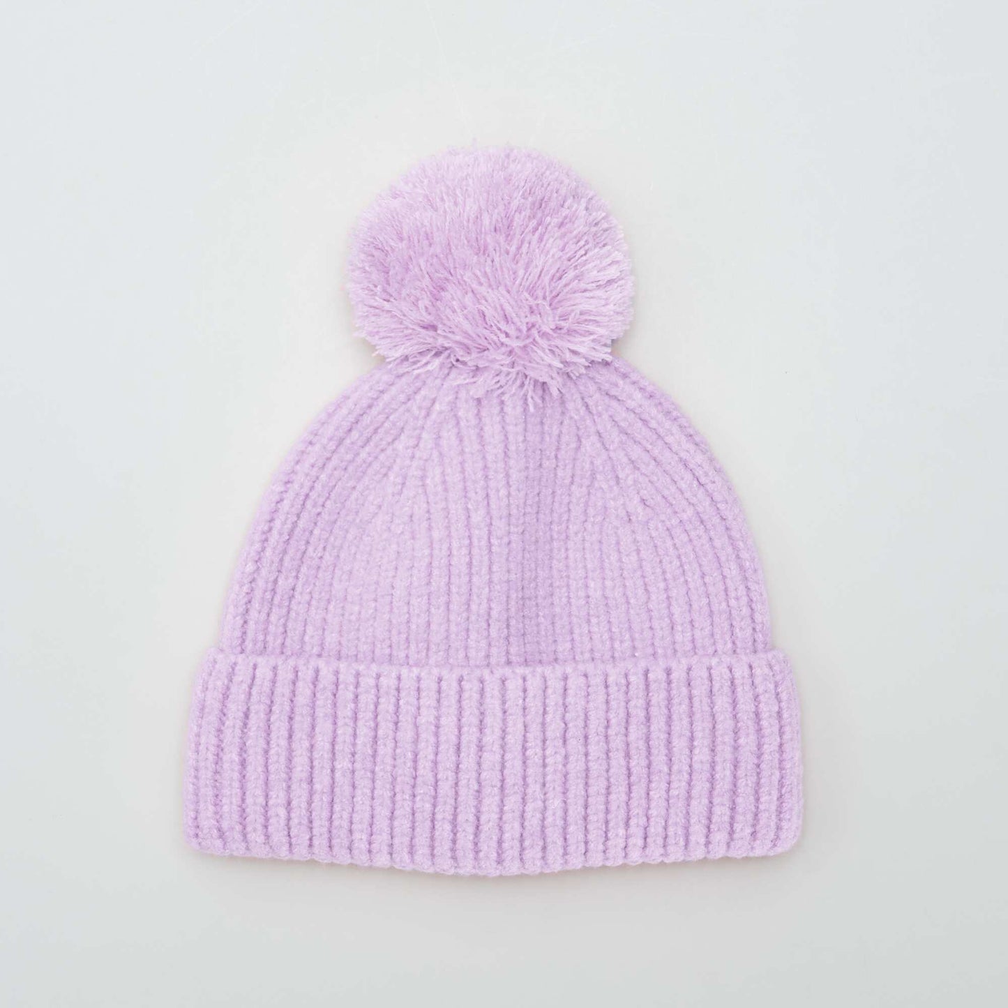 Bonnet cotelé avec pompom Violet