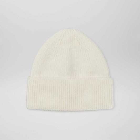 Bonnet en maille avec revers Blanc