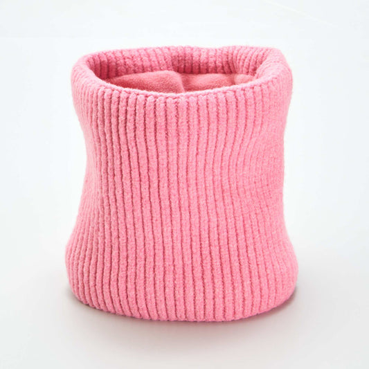 Snood uni en maille tricot rose