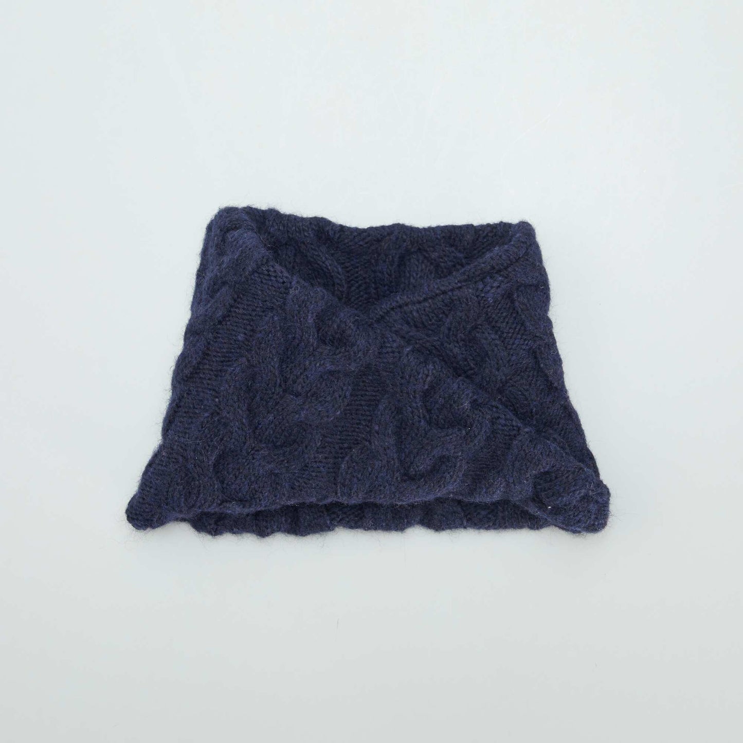 Bonnet + snood en maille tricot Bleu marine