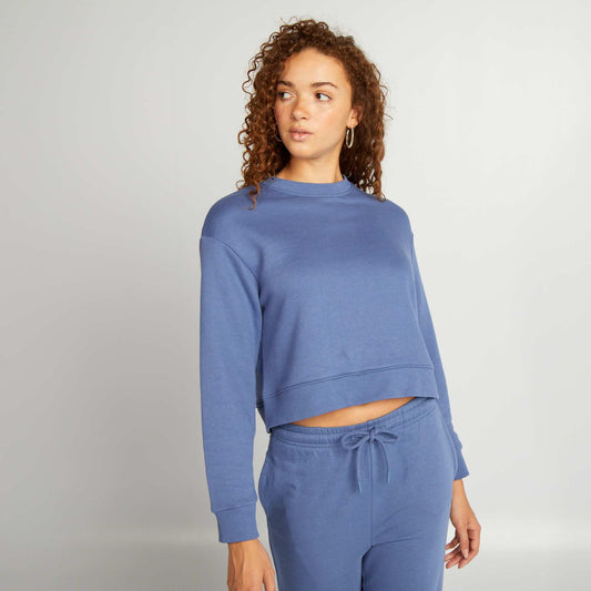 Sweat cropped à col rond Bleu