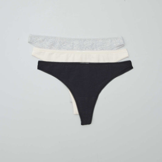 Lot de 3 tangas en coton BEIGE