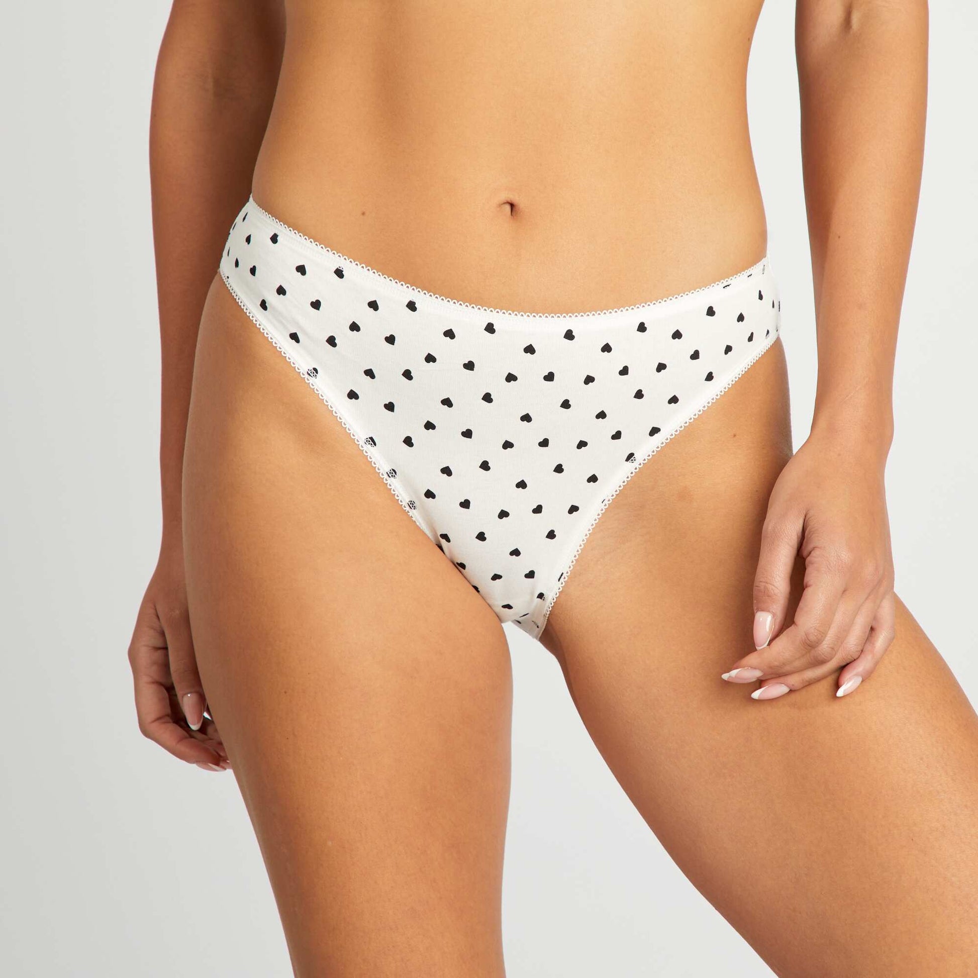 Lot de 3 culottes en coton COEURS ROSE/BLANC/NOIR