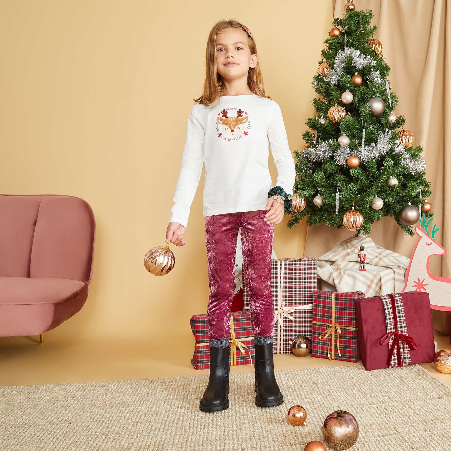 T-shirt de noël avec pompons Blanc