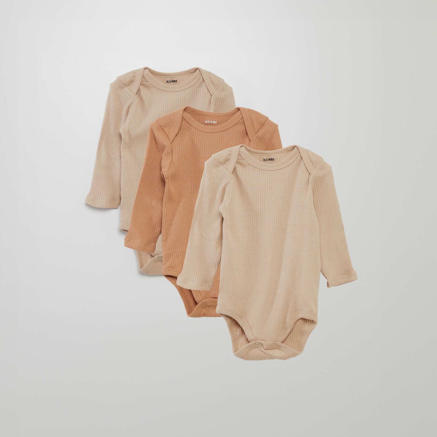 Body à manches longues et col US - Lot de 3 Beige/rose