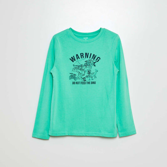 T-shirt imprimé à col rond Vert