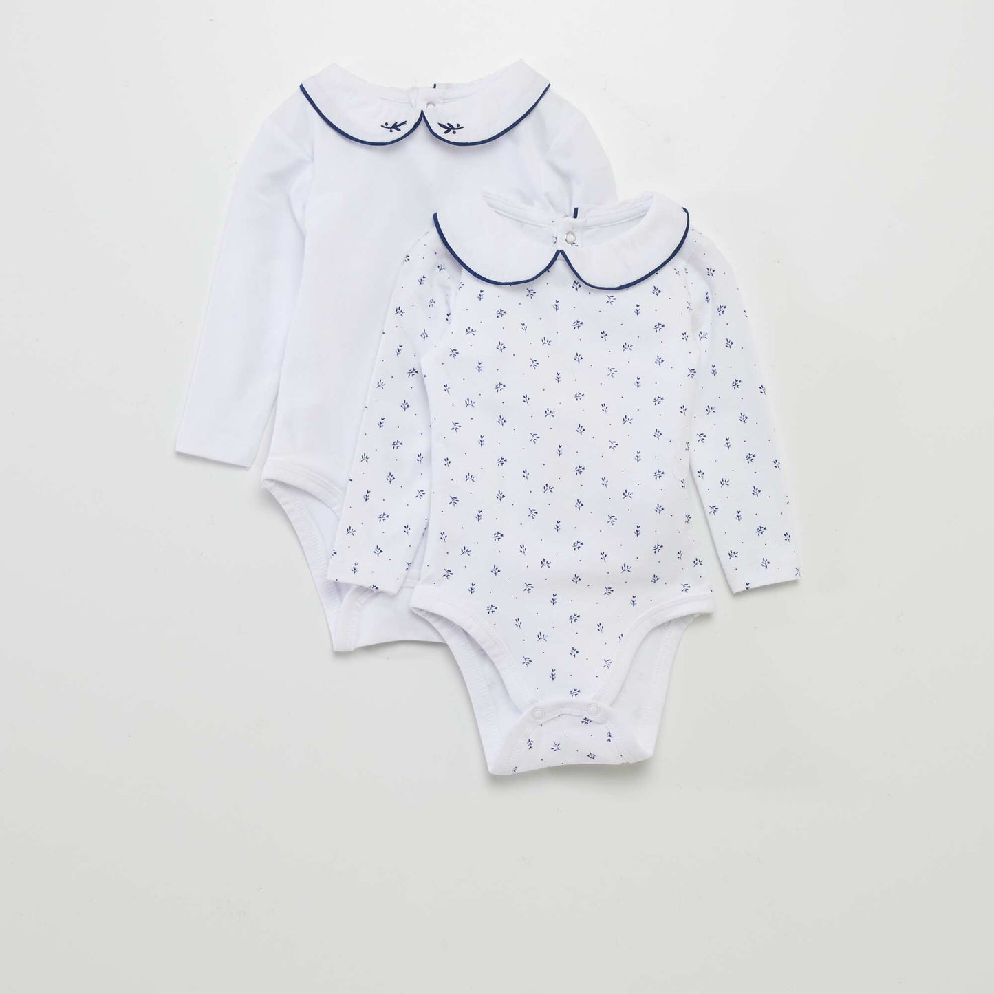 Lot de 2 bodies manches longues avec collerette Blanc