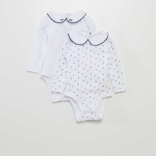 Lot de 2 bodies manches longues avec collerette Blanc