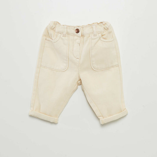 Pantalon jean paperbag Blanc