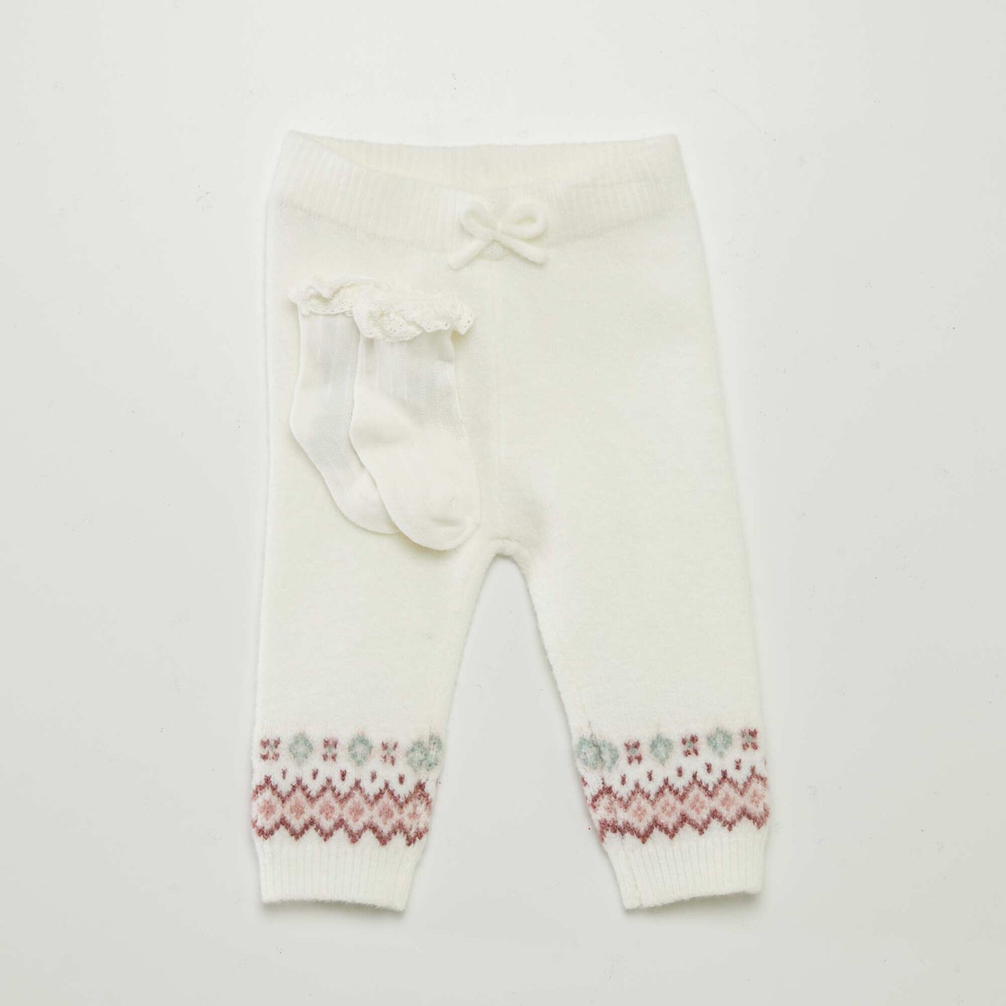 Legging en jacquard + chaussettes Blanc