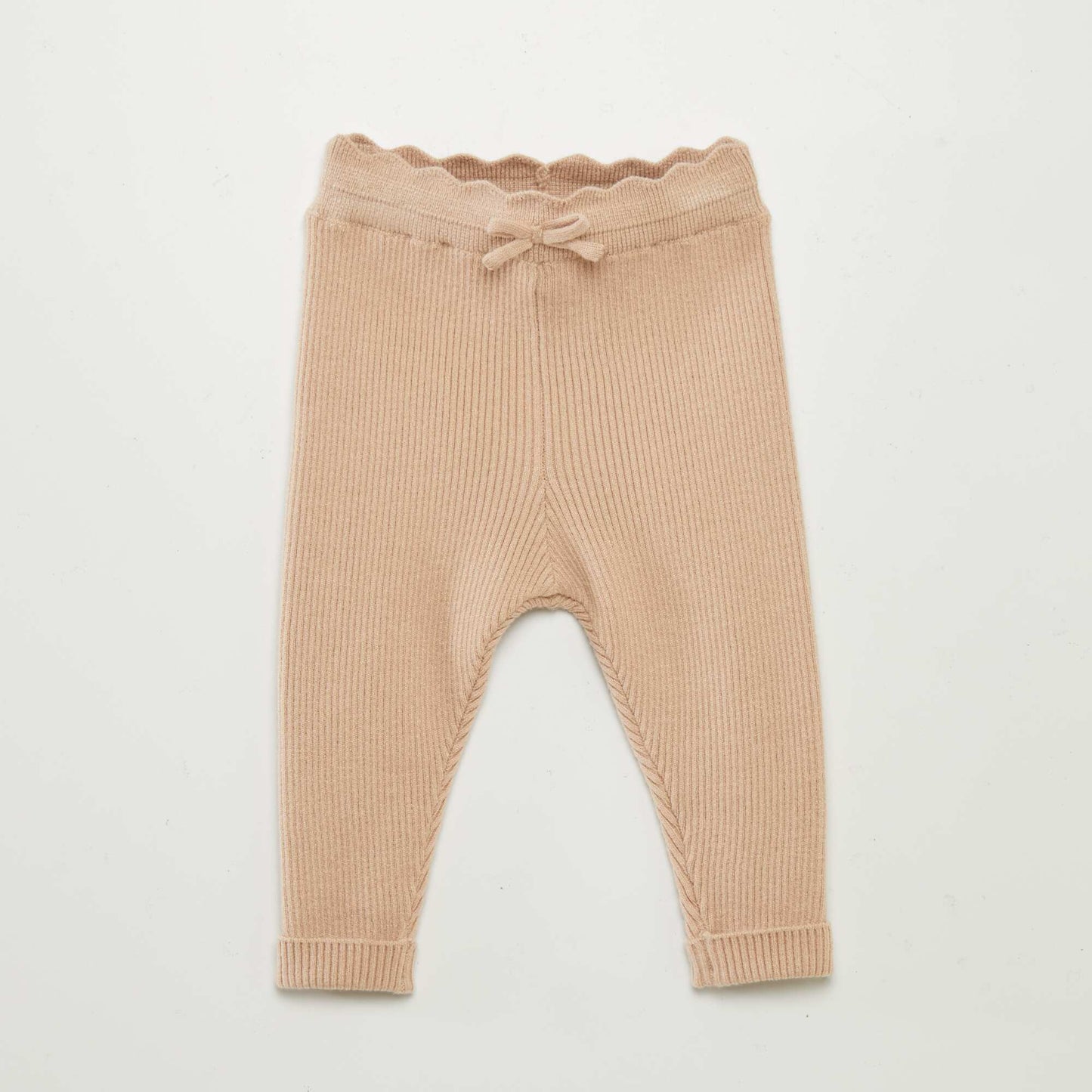 Legging côtelé avec nœud Beige