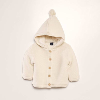 Gilet à capuche doublé en sherpa Blanc