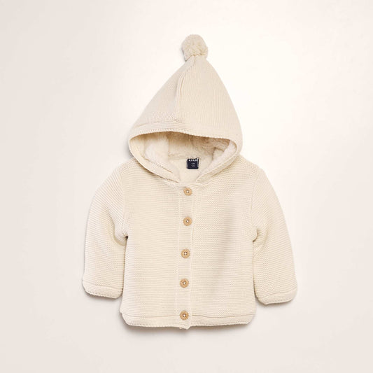 Gilet à capuche doublé en sherpa Blanc