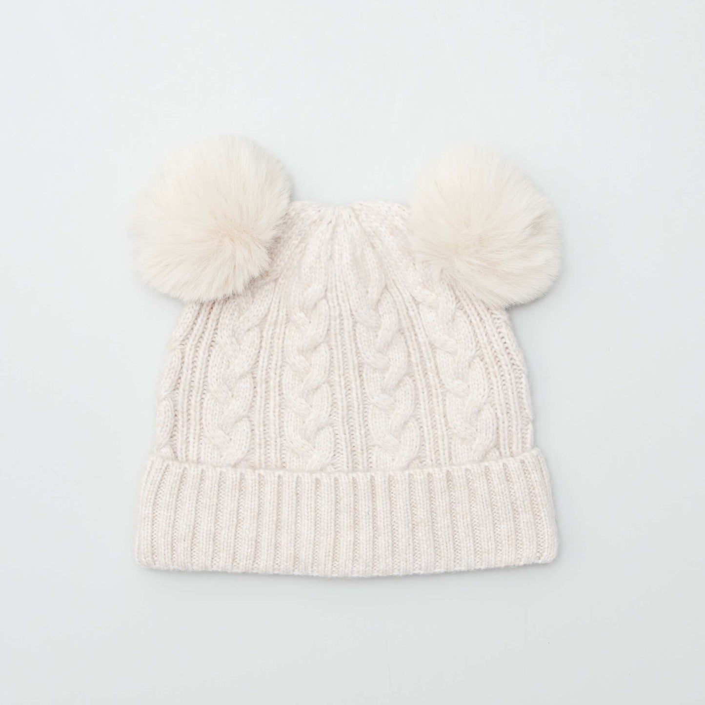 Ensemble bonnet + snood + moufles tressés Beige