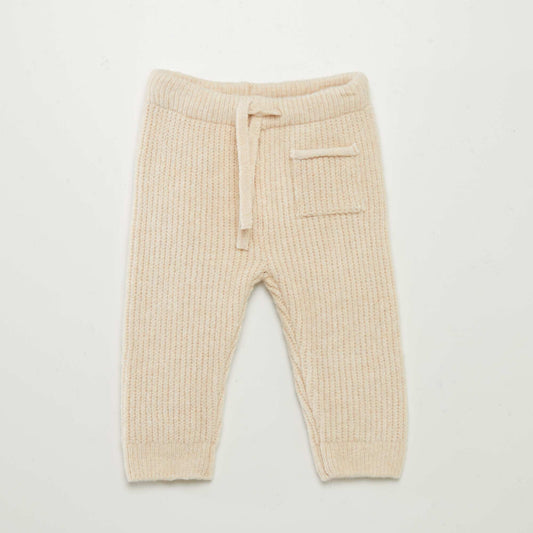 Pantalon en tricot avec poche Beige