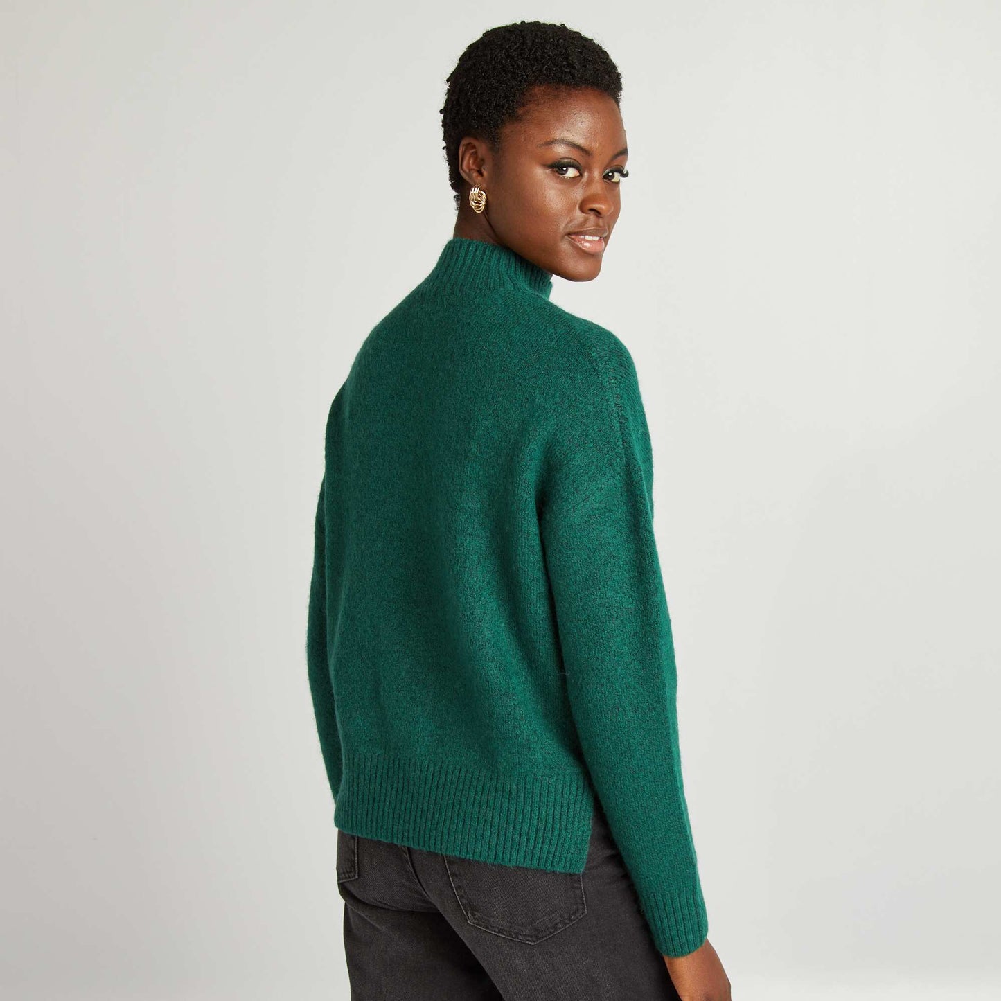 Pull col montant en maille douce Vert