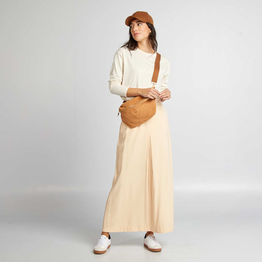 Jupe midi évasée Beige