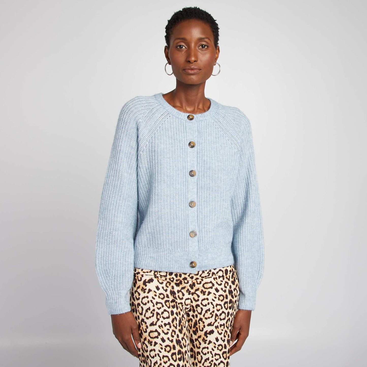 Gilet en maille grosse jauge Bleu