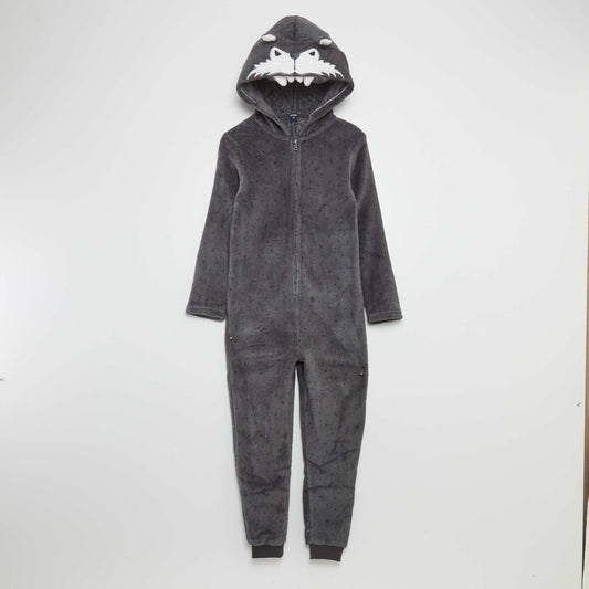 Combinaison de nuit en polaire 'ours' Gris