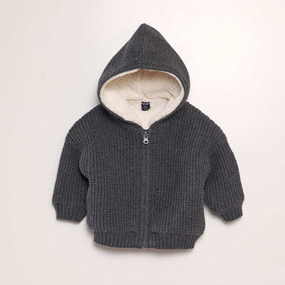 Gilet en tricot avec capuche Gris foncé