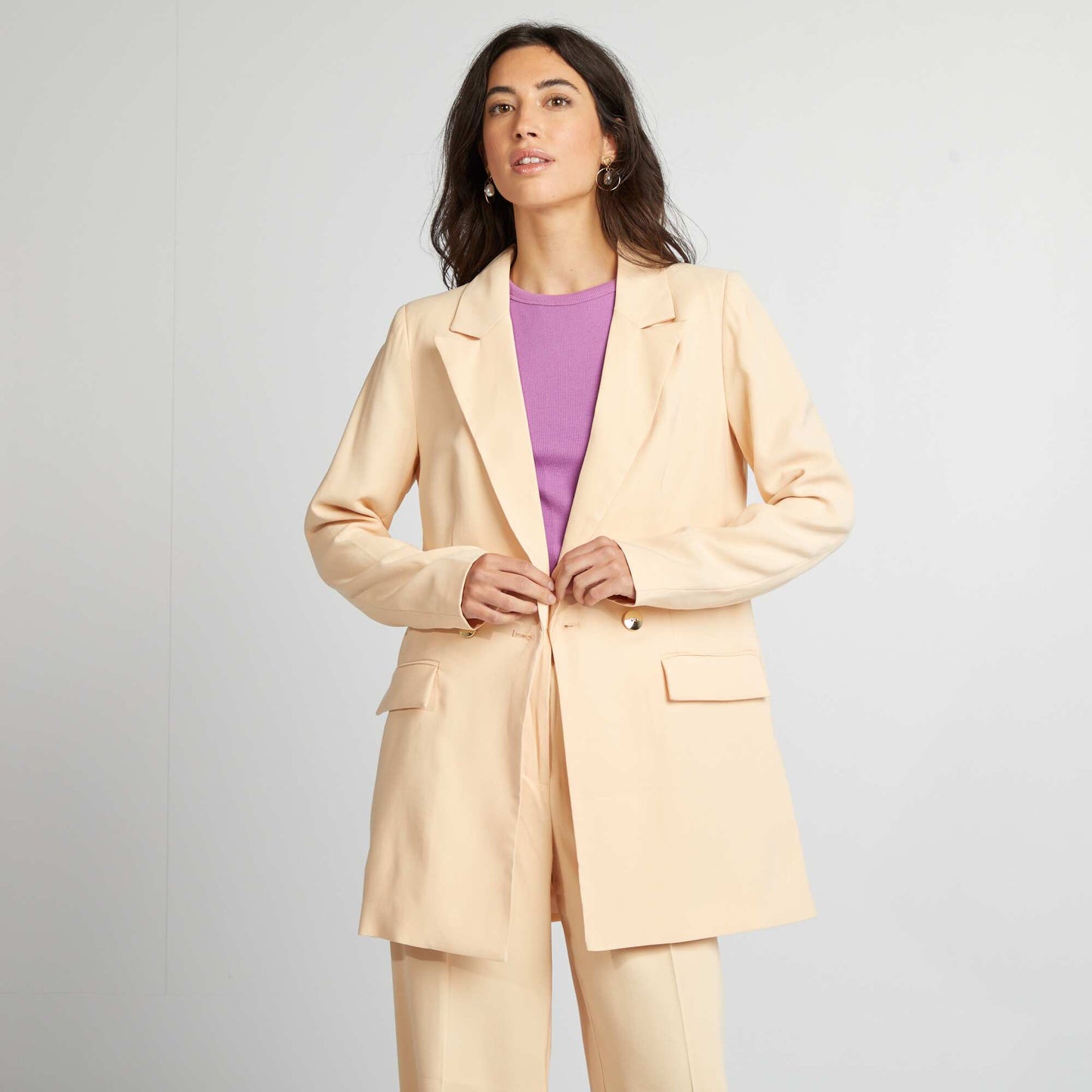 Veste tailleur mi-longue Beige