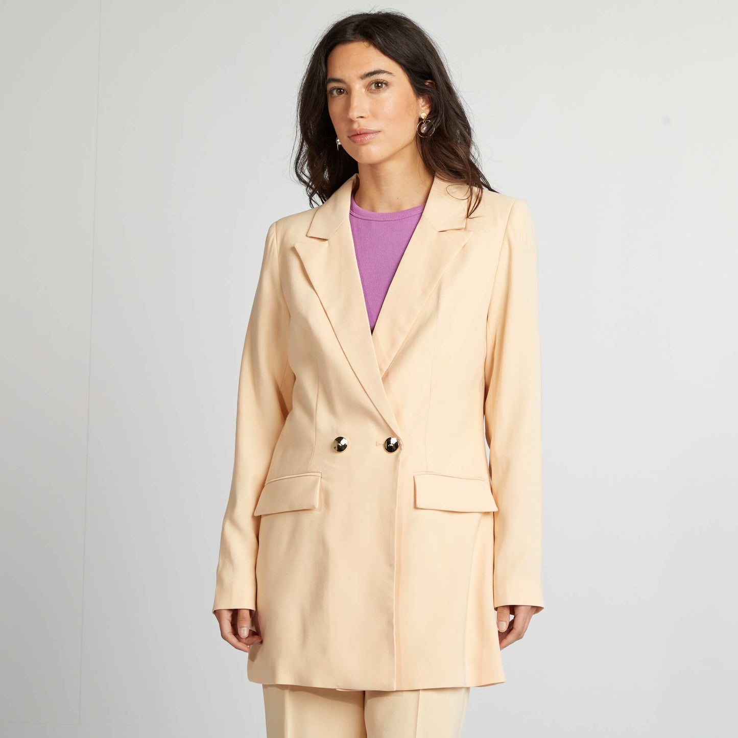 Veste tailleur mi-longue Beige