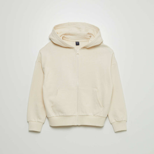 Sweat mixte à capuche ouverture zippée BLANC