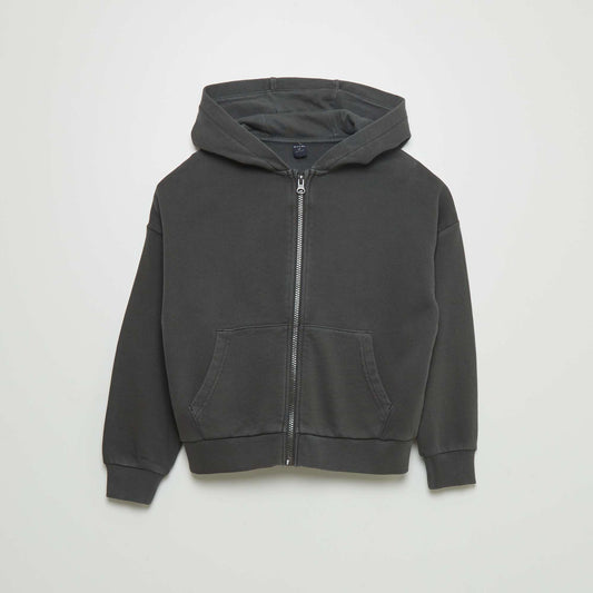 Sweat mixte à capuche ouverture zippée NOIR