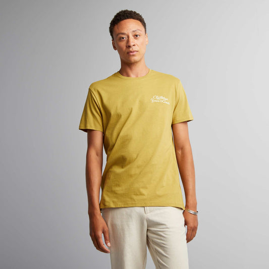 T-shirt en coton à coupe droite avec imprimé Jaune foncé