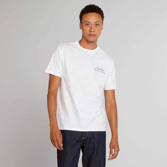 T-shirt en coton à coupe droite avec imprimé Blanc 'Challenge'