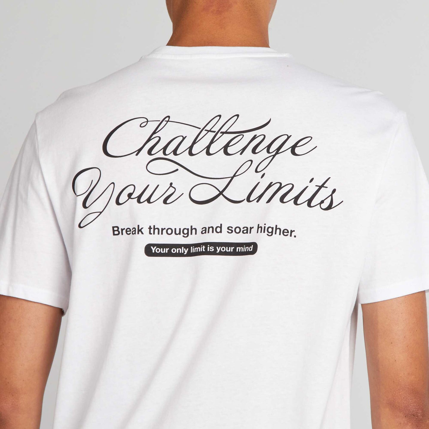 T-shirt en coton à coupe droite avec imprimé Blanc 'Challenge'