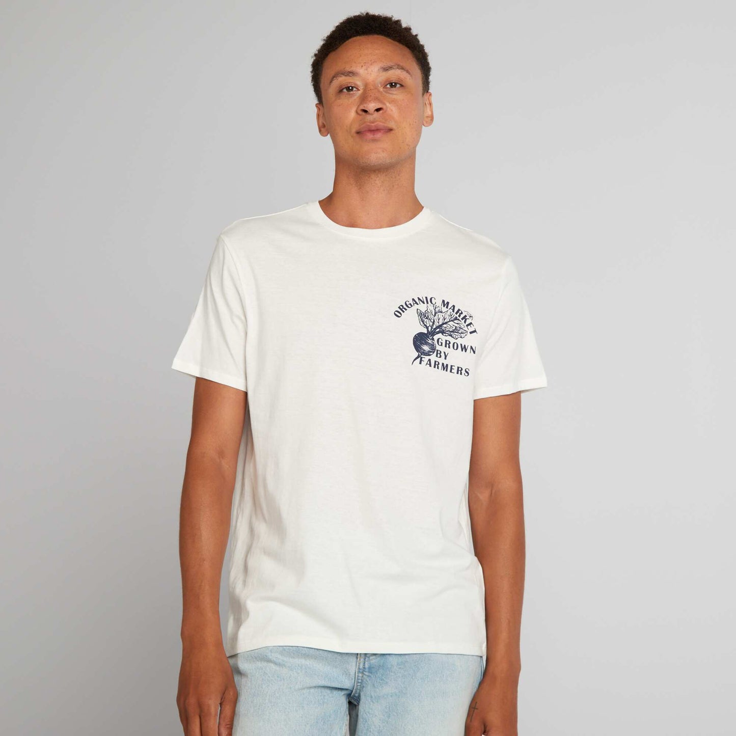 T-shirt en coton à coupe droite avec imprimé Blanc 'Farmers'