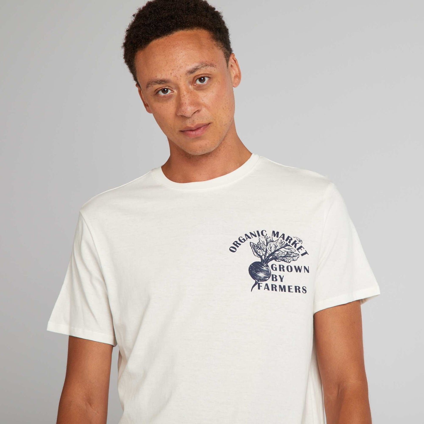 T-shirt en coton à coupe droite avec imprimé Blanc 'Farmers'