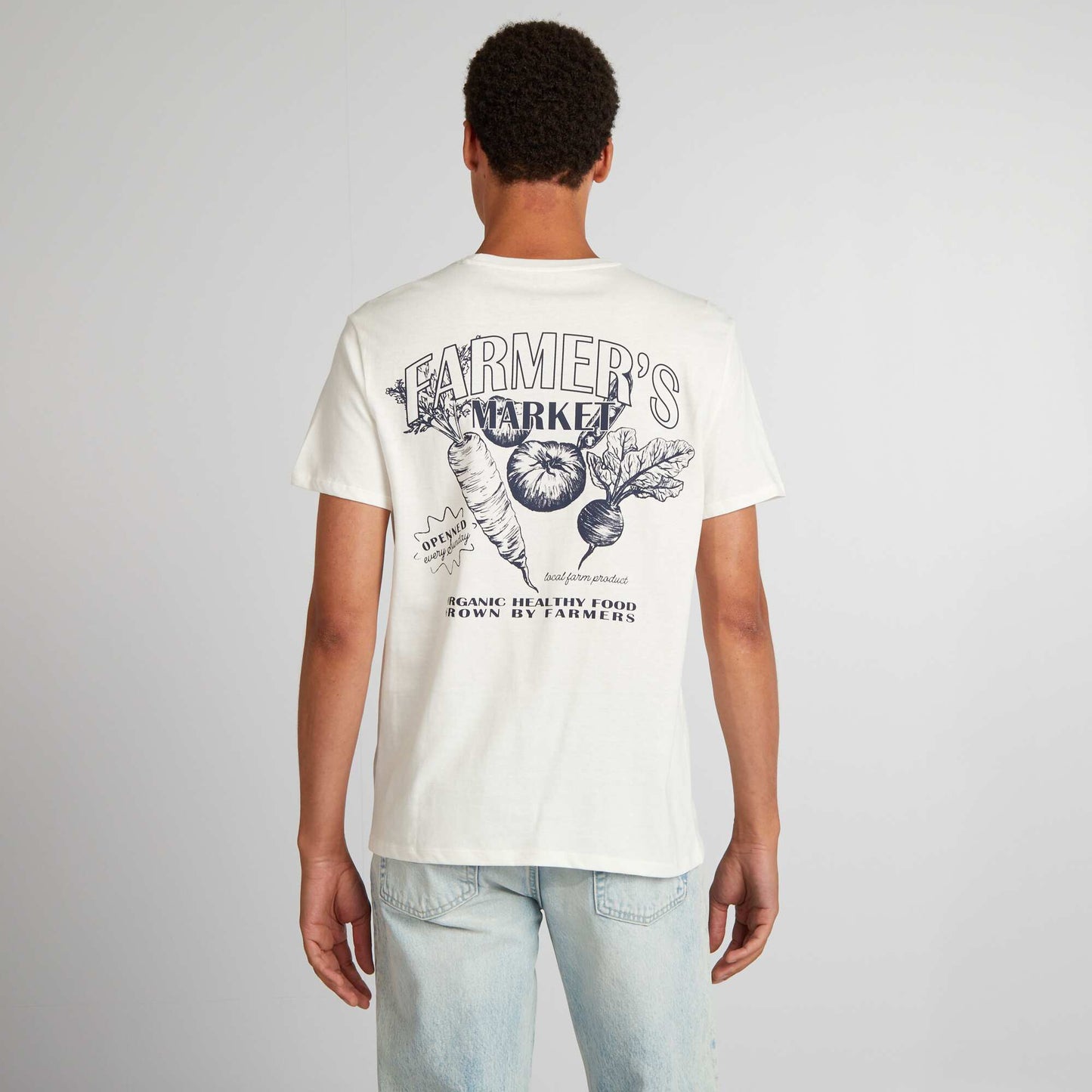 T-shirt en coton à coupe droite avec imprimé Blanc 'Farmers'