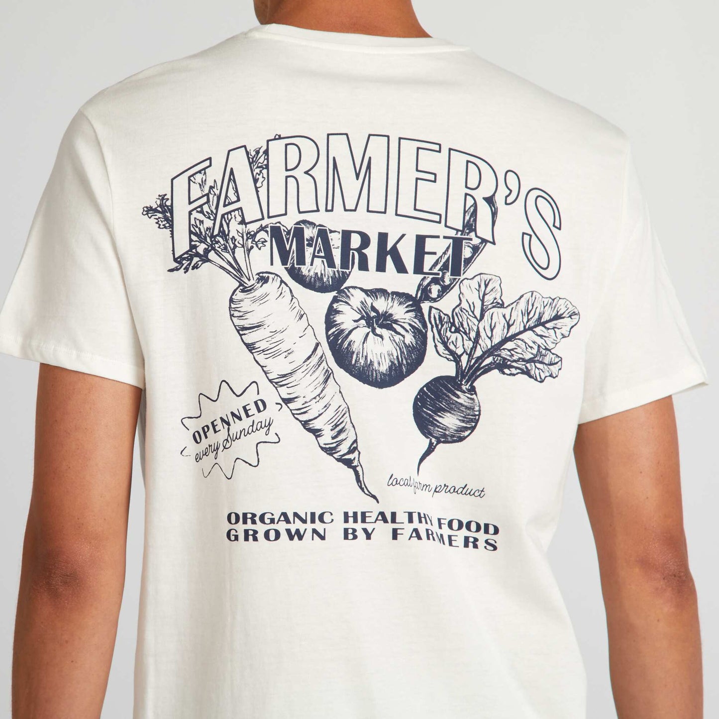 T-shirt en coton à coupe droite avec imprimé Blanc 'Farmers'