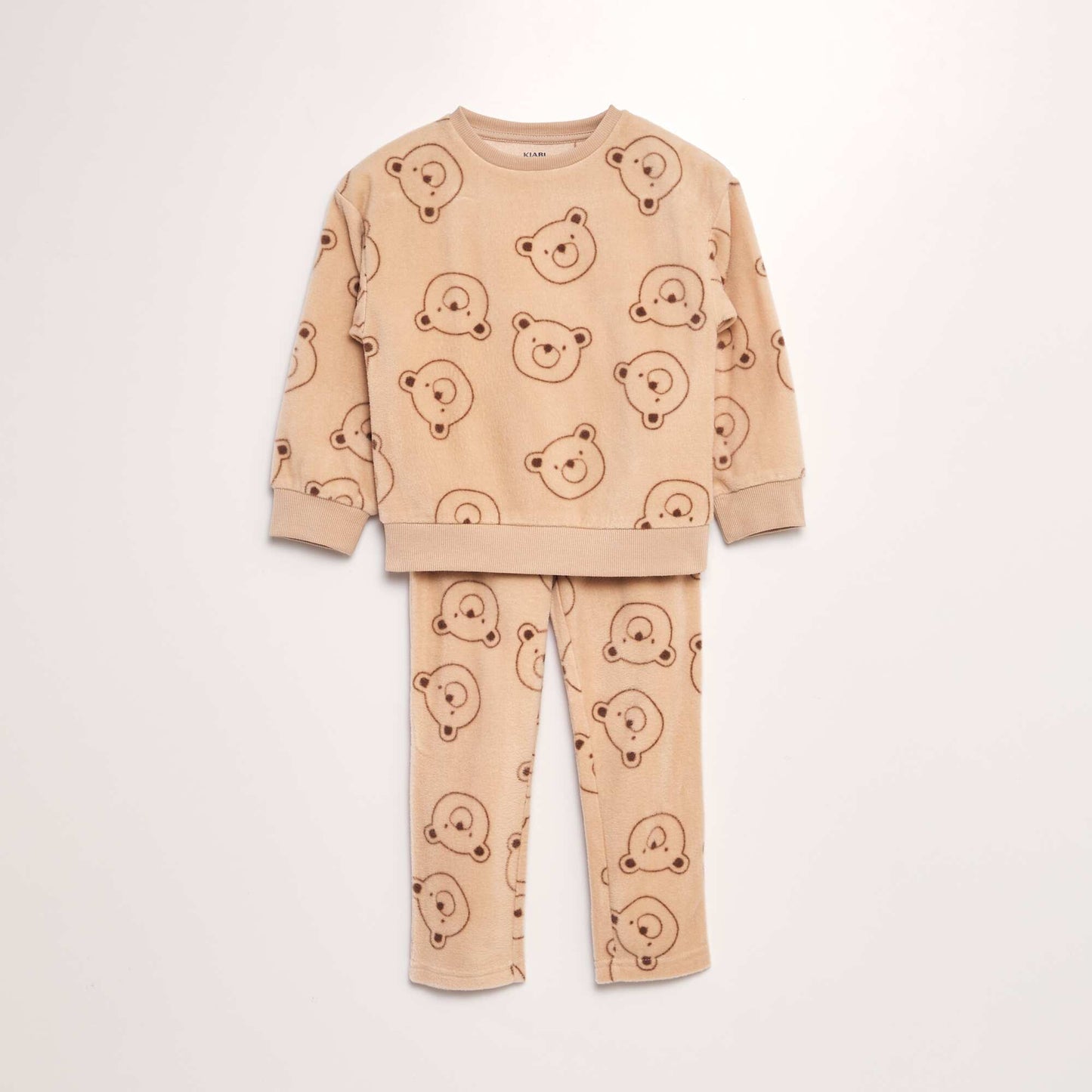 Ensemble pyjama en polaire imprimé t-shirt + pantalon - 2 pièces Marron