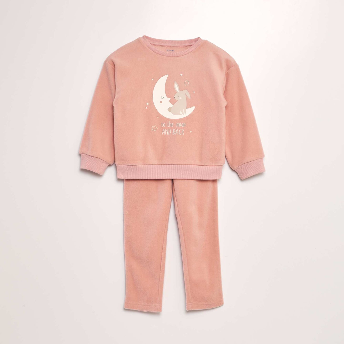 Ensemble pyjama en polaire imprimé t-shirt + pantalon - 2 pièces Rose