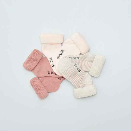 Lot de 3 paires de chaussettes de naissance Rose